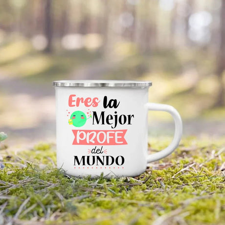 Spanish Print Mug Coffee Tea Cups Drinks Water Cup Teacher Life Enamel Mugs School Home Handle Drinkware Best Gifts for Teacher