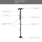 Foldable Telescopic Crutch With LED for Elderly Height Adjustable Aluminum Alloy Anti Slip Walking Stick Mobility Aids