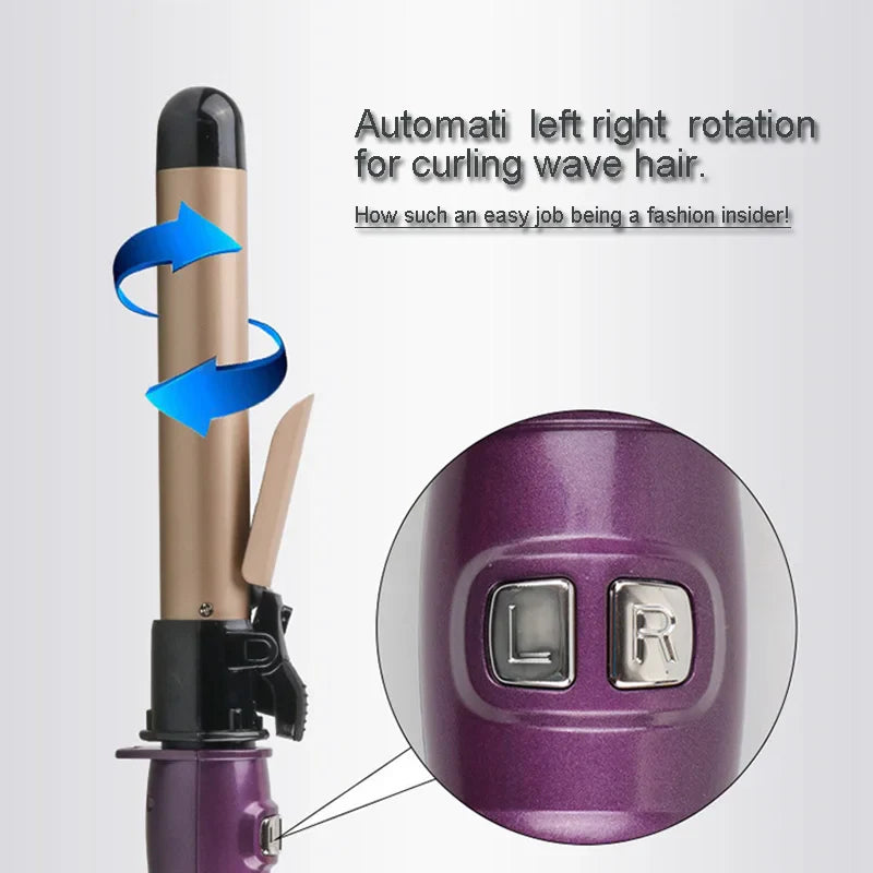 Professional Auto Rotation Electric Hair Curling Iron LCD Temperature Adjustable Fast Heating Waving Hair Styling Wand Appliance