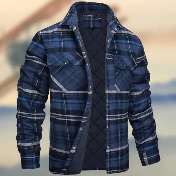 Autumn Winter Fashion Men's Coat Long Sleeve Lapel Plaid Thick Shirt Men's Jacket