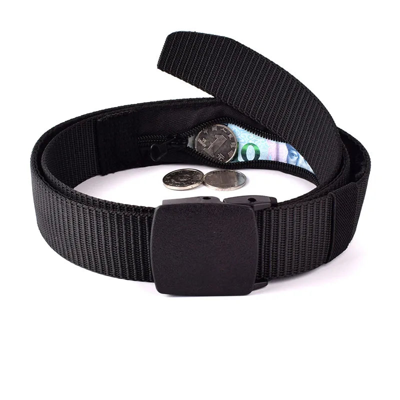 New Outdoor Cash Anti Theft Belt Women Portable Hidden Money Strap Width 3.2cm Belt Wallet Waist Pack Men Secret Hiding Belts