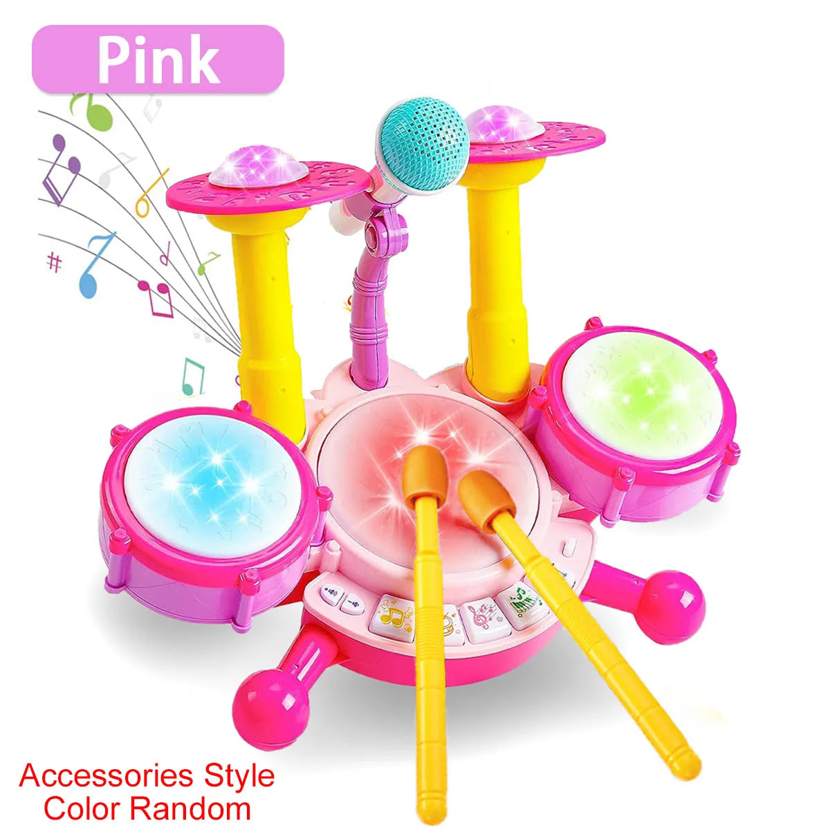 Kids Drum Set Toddlers Musical Baby Educational Instruments Toys for Toddlers Girl Microphone Learning Activities Gifts