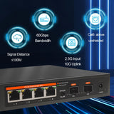 2.5G Network Ethernet Switch Unmanaged LAN Hub VLAN  4*2.5G+2*10G SFP+ Uplink Ports Fanless AI WTD for NAS Wifi Router AP