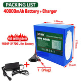 New 60V 20Ah 21700 Lithium Battery Pack 16S4P 1000W-3000W Electric Bike Motorcycle Scooter Battery +67.2V 2A Charger