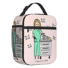 Cartoon Enfermera Insulated Lunch Bag for Women Leakproof Cartoon Nurse Cooler Thermal Lunch Box Office Work School