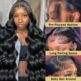 Tewjig 250 Density 30 40 Inch 13x6 HD Transparent  Lace Frontal Wigs Body Wave Human Hair 13x4 Lace Front Wig For Black Women