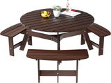 1720lb Capacity Table Pliante Backyard Outdoor Round Table With Umbrella Hold Design for Patio Garden Camping Chair Picnic Brown