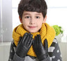 Children Autumn Sheepskin Plus Velvet Thick Gloves Boys Winter Solid Warm Glove Girls Genuine Leather Points Finger Mitten S-XL