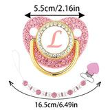 Pink Newborn Pacifier Clip Chain 26 Letters Baby Dummy Soother Holder Silicone Princess Infant Teether Nipple BPA Free