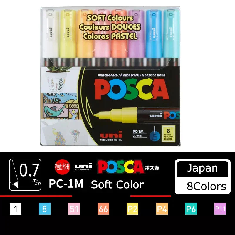 Japan Posca Marker Pen Set Non-Toxic Utilies Escolares Used On Multiple Materials Paper Cloth Glass Canvas Ceramic Plastic Safe