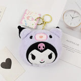 12cm Sanrio Kawaii My Melody Kuromi Cinnamoroll Kt Cat Plush Toy Keychains Small Pendant Coin Purse headphones storage bag