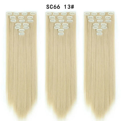 Set Hair Clip In Hair Extensions With Clips Hairpieces Synthetic Extension False/Fake Hair Blonde Eunice Hair Long Hair Pieces