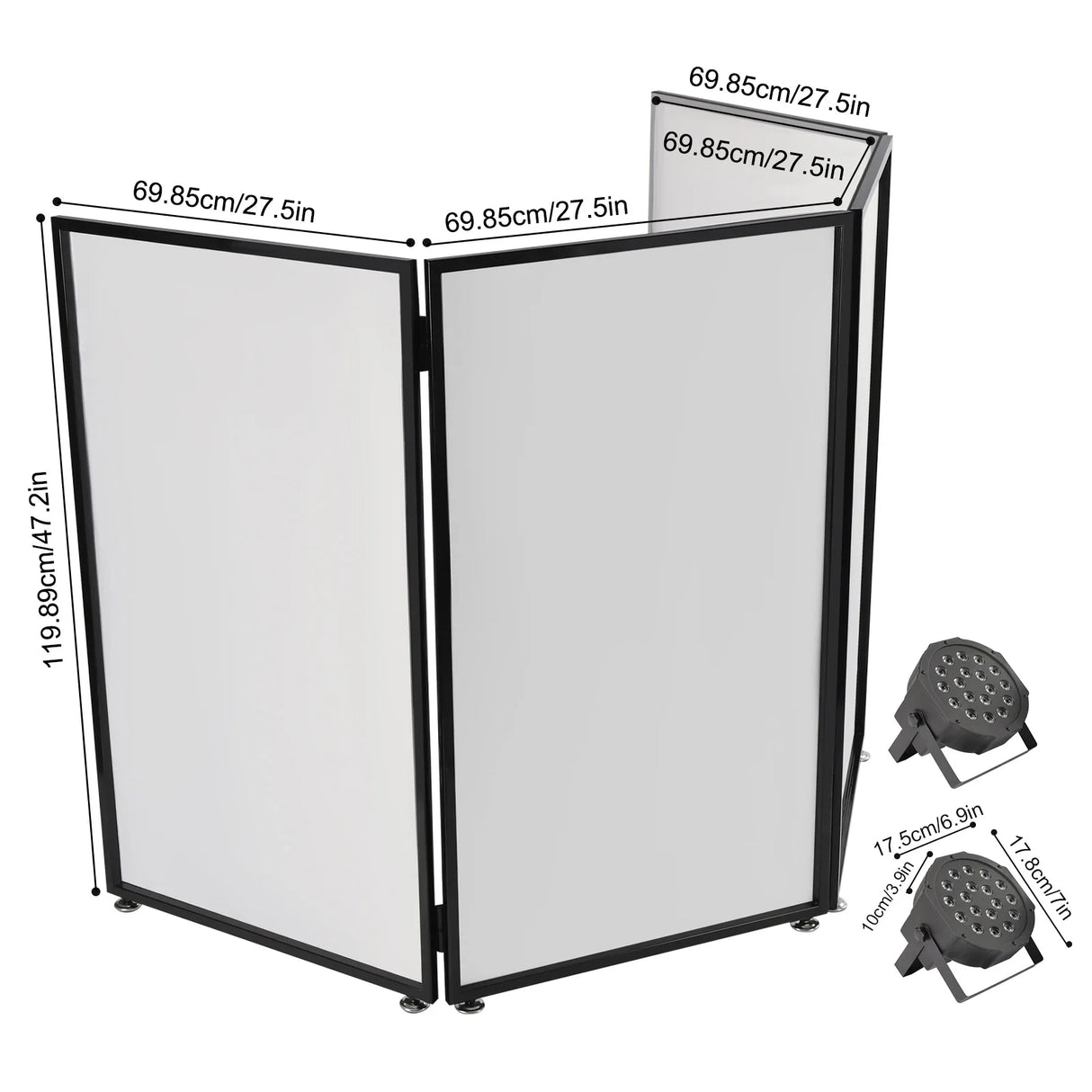 DJ Event Facade Metal Frame, 4-Panel Booth, Bag, Scrim, 2 Par Lights