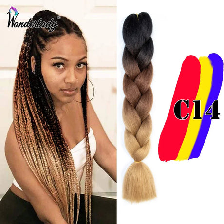 WonderLady 255 Color Long Colored Braiding Hair Jumbo Braids DIY Hairstyle Ombre Synthetic Hair Extensions For Women Braiding