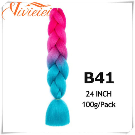 6 Pcs 24” Synthetic Braiding Hair Pink Jumbo Braids Hairstyles Purple Blue Blonde Ombre Hair Extensions For Women 100G/Pack