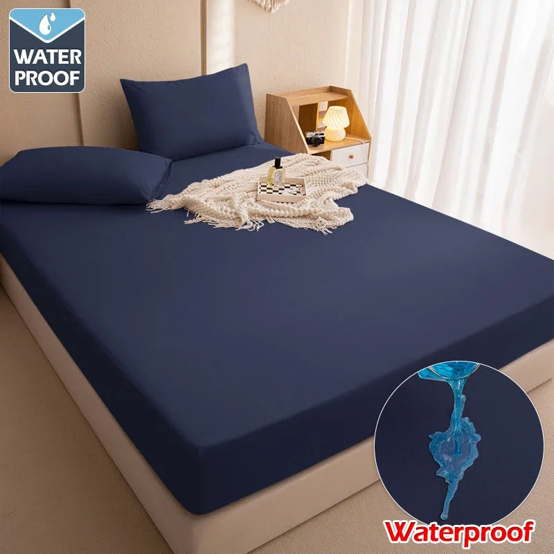 100% Waterproof Mattress Covers Protector Adjustable Non-slip Bed Fitted Sheet with Elastic Bands for Queen King 90/180/160x200