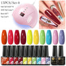 Mtssii  13/16Pcs Gel Nail Polish Set With 36W UV Lamp Dryer Manicure Kit Semi Permanent Soak Off Base Top Coat Nail Art UV Gel