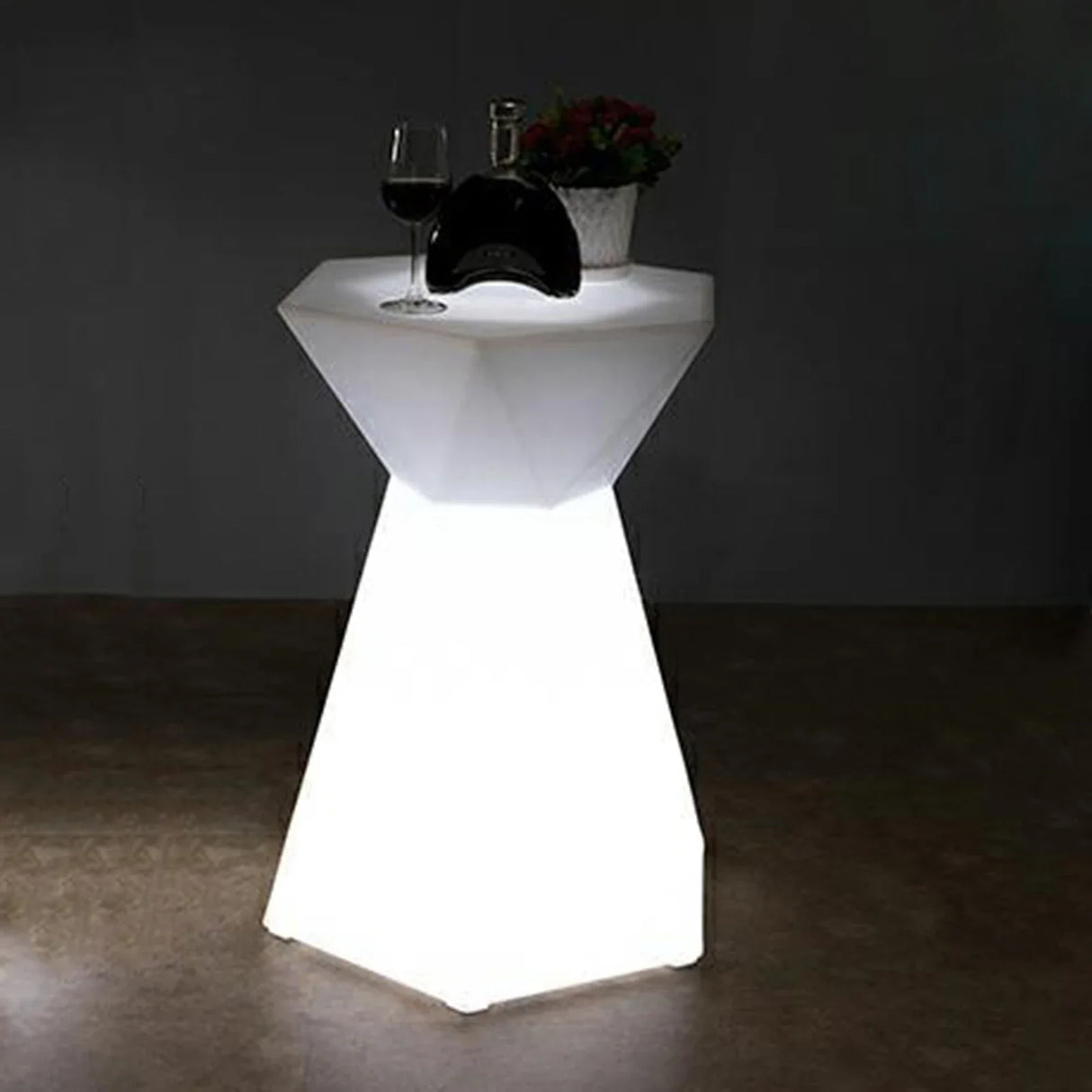 Hexagonal LED Light Up Accent Side Table, 16-Color Changing LED Light Up Furniture Table, Bar Counter Coffee Table