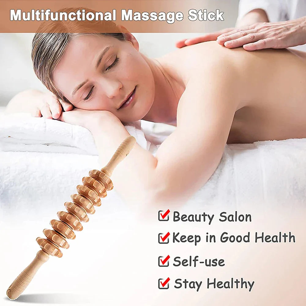 6 In 1 Wood Therapy Massage Tool Lymphatic Drainage Massager Anti Cellulite Fascia Massage Roller for Full Body Muscle relaxatio