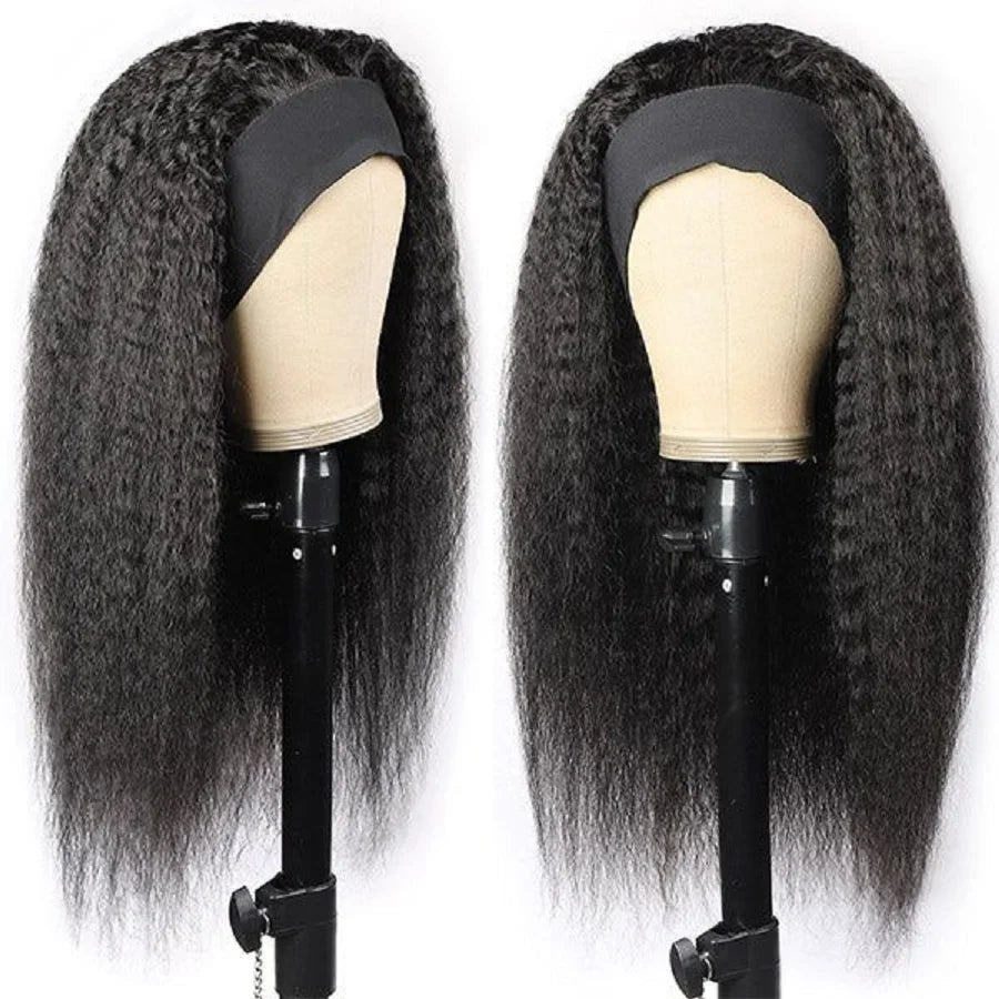 Headband Wig Human Hair Kinky Straight Human Hair Wigs For Black Women Glueless Wig Human Hair Ready To Wear Brazilian Wigs Sale