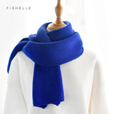 luxury cashmere knitted scarves solid color women or men winter scarf adults warm thick wool scarf kids children