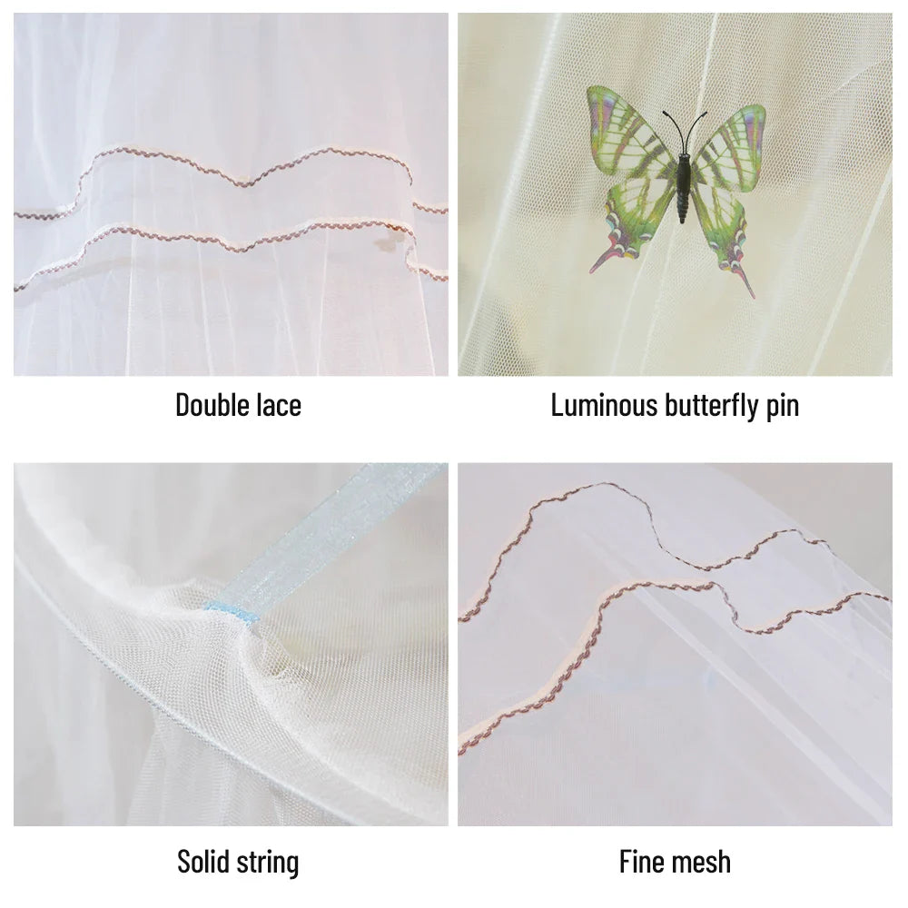 Universal Dome Mosquito Net Single Entrance Fine Mesh Bed Net Lace Curtain Bedroom Decoration Easy Installation