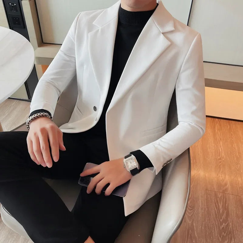 High Quality Fashion All Fashion Casual Solid Color Handsome Smart Casual  Four Seasons  Blazers  Polyester  Single Breasted