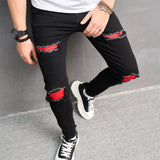 New Men Streetwear Ripped Slim Patch Stylish Jeans Trousers Male Holes Casual Denim Pants