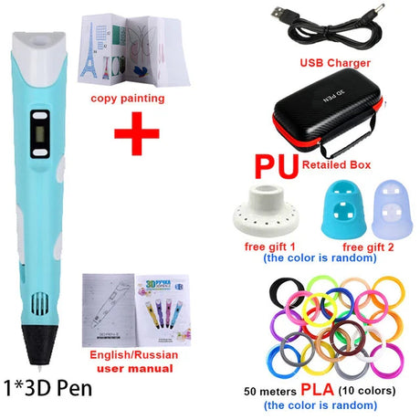 Creative 3D Printing Pen Set for Kids with Travel Case & 50M PLA Filament - Perfect Christmas & Birthday Gift!