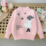 2023 Flower Knit Sweaters Autumn Winter Children's Kids Baby Girls Clothes Thicken Pullover Kids Long Sleeve Sweater