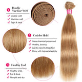 #27 Honey Blonde Human Hair Bundles Virgin Cheap 28 30 32 Inch Straight Hair Bundles Brazilian Colored Hair Weave Bundles