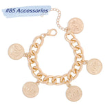 Punk Style Women’s Coin Pendant Golden Plated Bracelet For Daily Collocation ZN00030