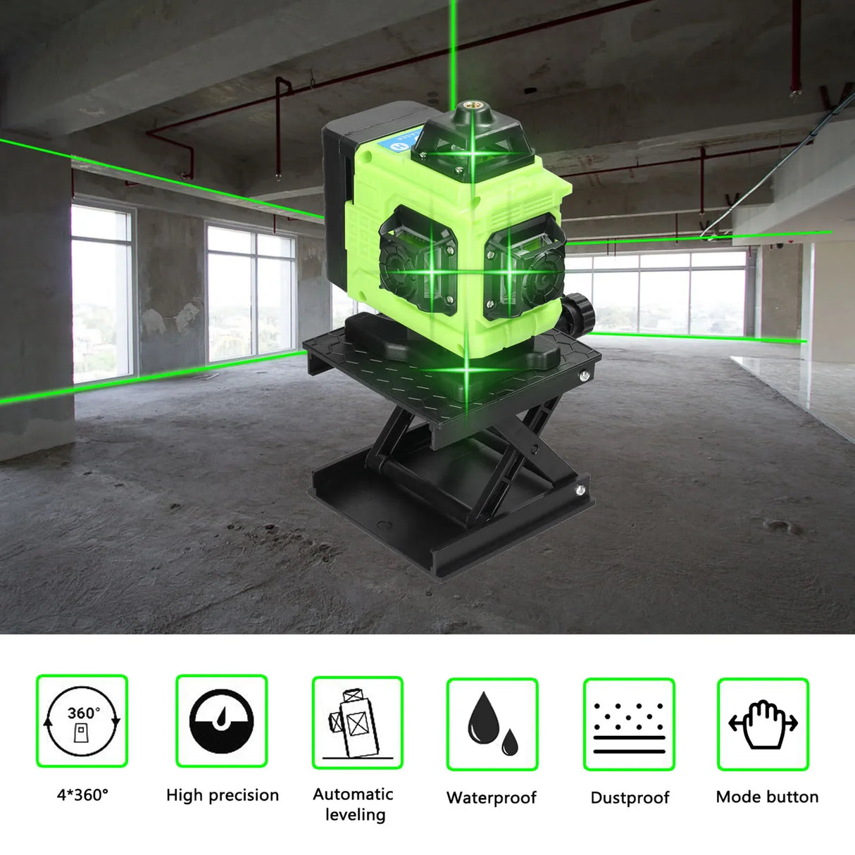 Multifunctional Laser Level 16/12 Lines Green Light Laser Level Self-leveling Machine Battery Leveling Tool Ground Wall Sticker