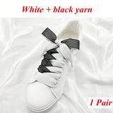 1 Pair Silk Shoe Laces Satin Ribbon Flat Shoelaces Girls Casual Canvas Shoes Double-sided Weaving White Shoe Lace Accessories