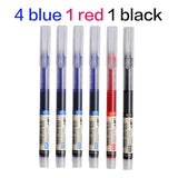 6Pcs/Set Quick-Drying 0.5mm Roller Pen High Capacity Black/Red/Blue Ink Straight Liquid Rollerball Gel School Office Stationery