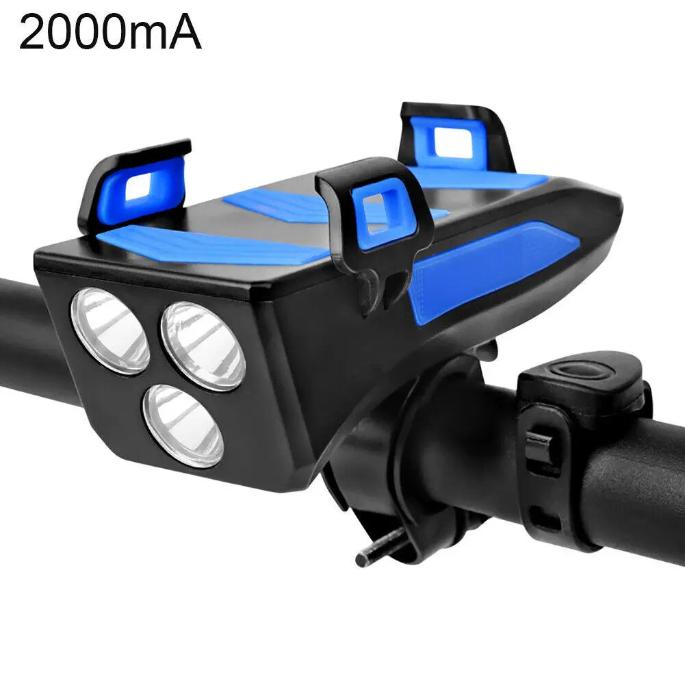 Bicycle Lights 4 in 1 USB Charging LED Cycling Lights Front Lamp Headlight Flashlight Bike Light Phone Holder Bike Light Lantern