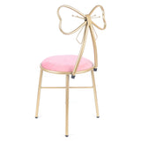 Luxury Minimalist Makeup Vanity Stool Butterfly Backrest Chair w/Velvet Cushion for Bedroom Dining Room Deep Pink/Light Pink