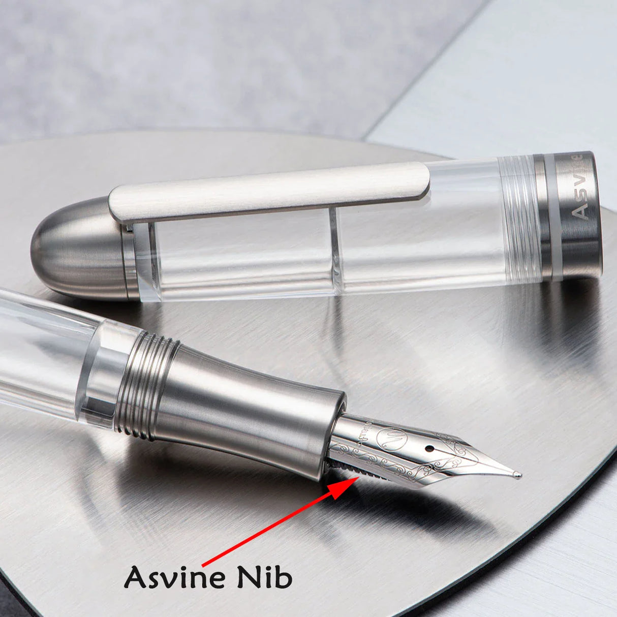 Asvine P36 Piston Filling Fountain Pen Bock / Asvine EF/F/M Nib, Titanium & Acrylic Smooth Writing Office Gift Pen