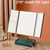 72 LED Light Vanity Mirror 1/2/3X Magnifying Cosmetic 3 Folding Makeup Mirrors 270 Rotation Stepless Dimmer Beauty Table Mirrors