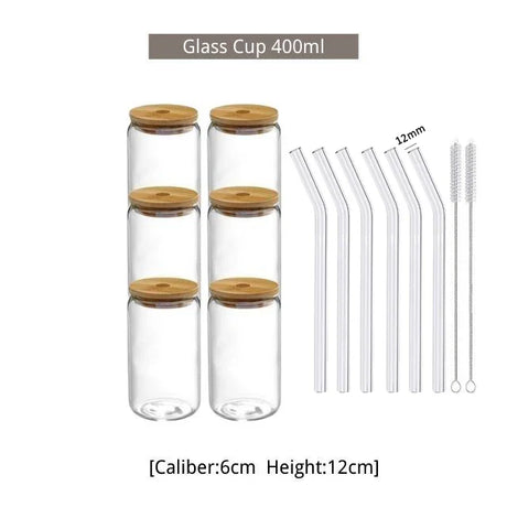 550ml/400ml Glass Cup With Lid and Straw Transparent Bubble Tea Cup Juice Glass Beer Can Milk Mocha Cups Breakfast Mug Drinkware