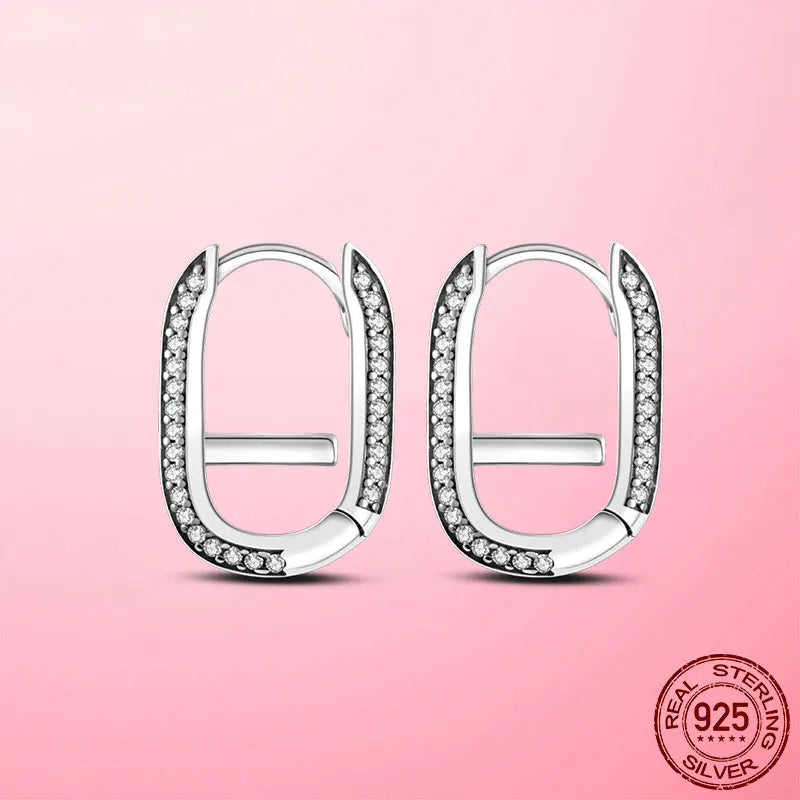 Earrings 925 Silver Asymmetrical Heart Hoop Earrings for Women Fashion Trendy Sterling Silver 925 Earring Original Jewelry Gift