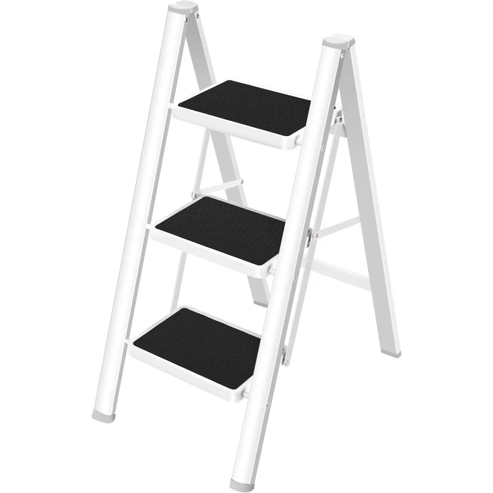 3 Step Ladder Folding Step Stool, 330 Lbs Capacity Step Stool for Adults, Closet Stool Ladder with Anti-Slip Wide Pedals