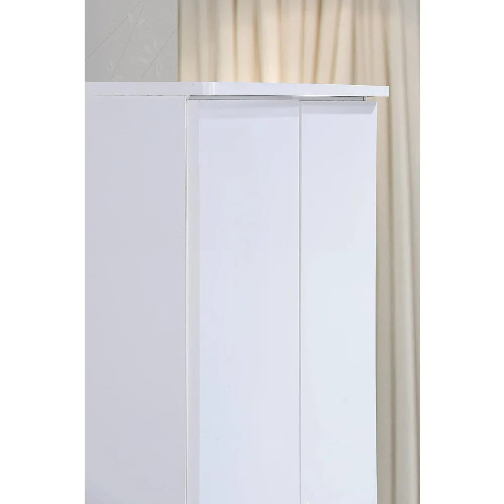 wooden wardrobe bedroom closet, Cabinet equipped with clothes drying rod and 2 storage drawers, White wardrobe