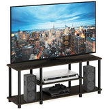 Furinno Turn-N-Tube No Tools 3D 3-Tier Entertainment TV Stand up to 50 inch TV, Round Tubes, Dark Brown / Black