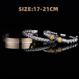 3pcs Set Men Bracelet Stainless Steel Handmade Rope Bangles Men Skull Bracelets with Tigereye Natural Stone Gift Accessories