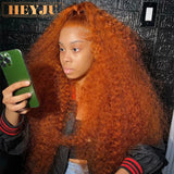 Orange Ginger Lace Front Wig Curly Human Hair Wigs For Women 30Inch Deep Wave Frontal Wig 13x4 13x6 HD Lace Front Human Hair Wig