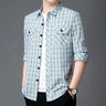 2023 Spring and Autumn Men's New Fashion with True Pocket Polo Collar Long Sleeve Shirt Plaid Business Casual Versatile Top