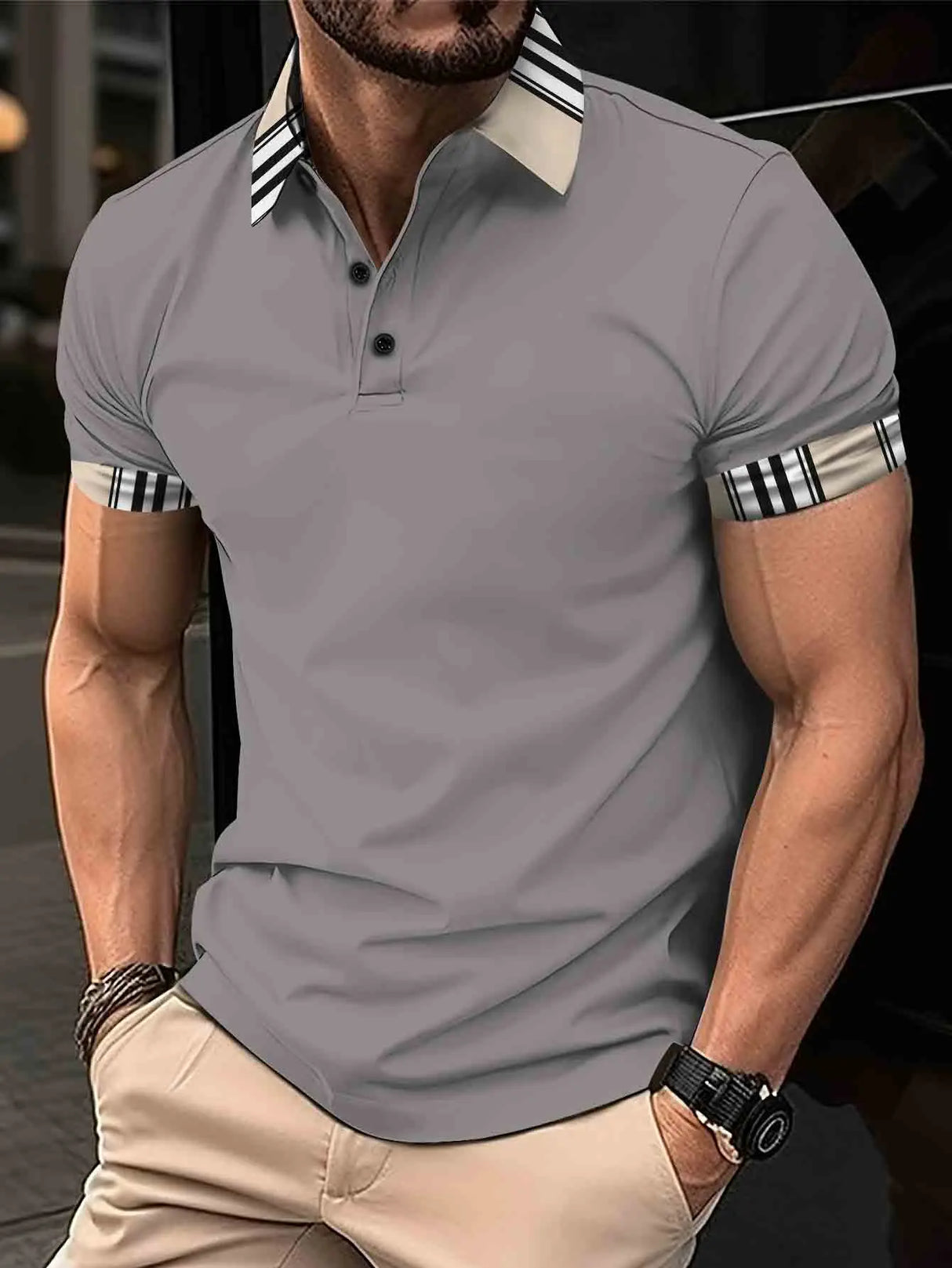 Euro size Fashion Boutique Men's Polo Shirt Summer Casual Business Versatile Clothing Comfortable Breathable Polo sleeve Top