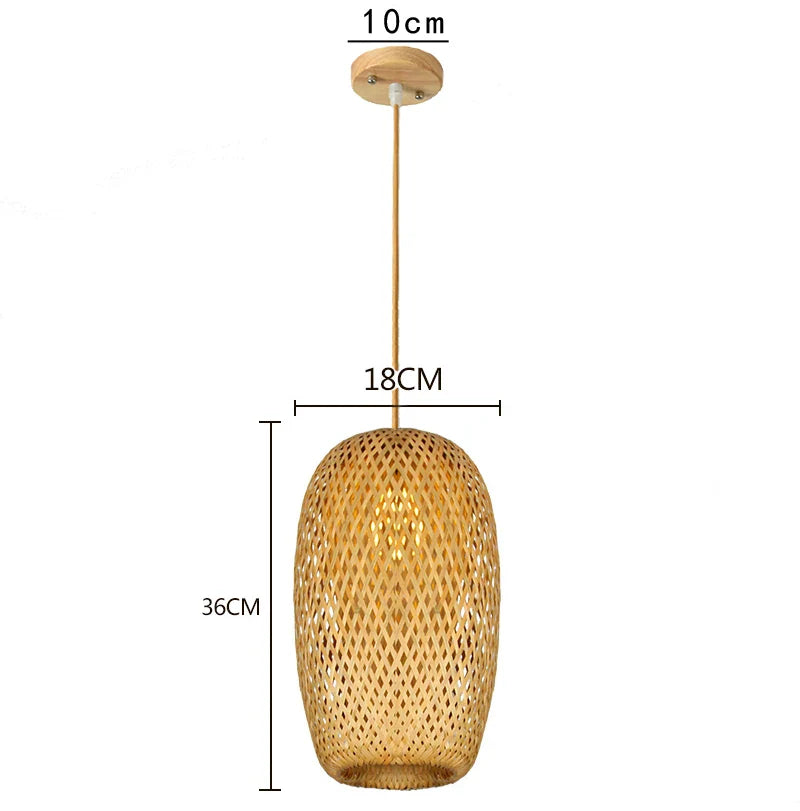 Bamboo Pendant Lamp Hand Knitted Chinese Style Weaving Hanging Lamps 18/19/30cm Restaurant Home Decor Lighting Fixtures