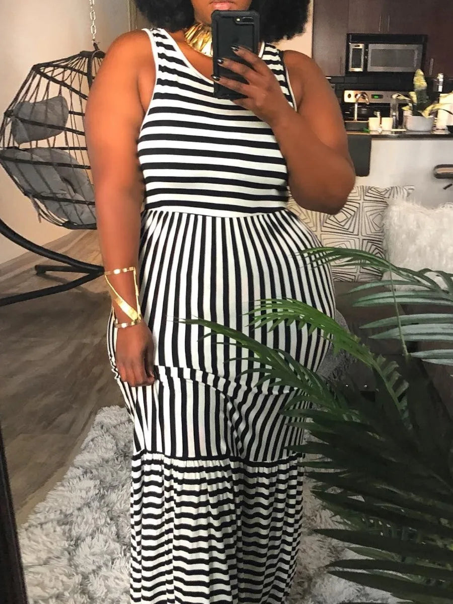 LW Plus Size Striped Bodycon Cami Dress Summer Sleeveless Dress Women's Tank Top Bodycon Mini Club Dress Dresses maxi dress